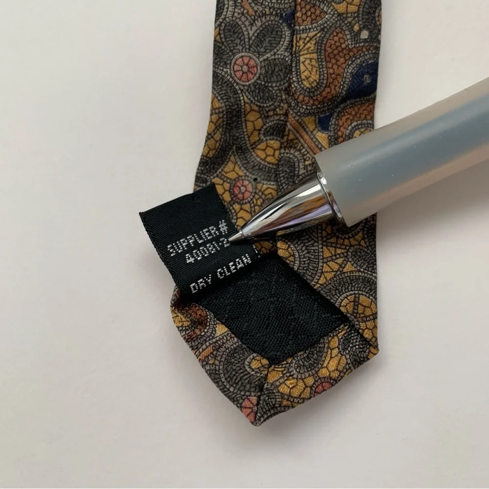 Stafford Tie Men's‎ 100% Silk Geometric Brown Yellow Green 4.00